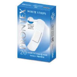 CEROTTO PRONTEX WHITE STRIPS IN TESSUTO NON TESSUTO BIANCO STERILE SCATOLA 20 CEROTTI MEDI - farmavitality.it