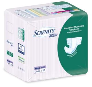 PANNOLONE PER INCONTINENZA SERENITY SOFTDRY FORMATO MAXI TAGLIA LARGE 15 PEZZI - farmavitality.it