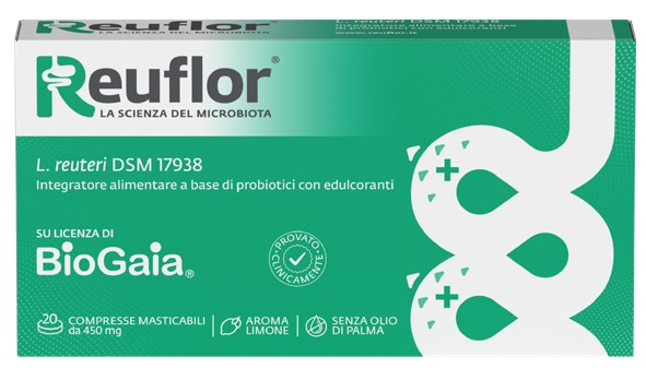 REUFLOR 20 COMPRESSE MASTICABILI AROMA LIMONE - farmavitality.it