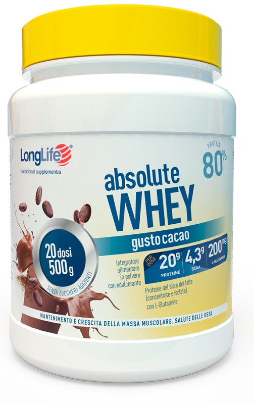 LONGLIFE ABSOLUTE WHEY CACAO 500 G - farmavitality.it