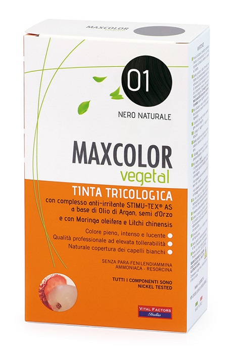MAXCOLOR VEGETAL TINTA TRICOLOGICA 01 NERO NATURALE 140 ML - farmavitality.it