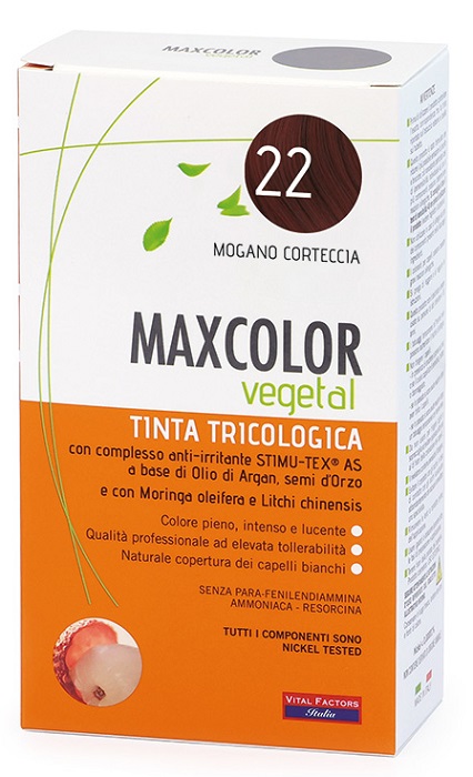 MAXCOLOR VEGETAL TINTA TRICOLOGICA 22 MOGANO CORTECCIA 140 ML - farmavitality.it