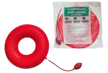 CIAMBELLA GONFIABILE PER INVALIDI IN GOMMA ROSSA TEAM DELUXE CON POMPA 40CM DIAMETRO - farmavitality.it