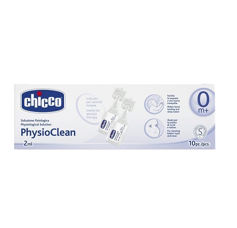 CHICCO PHYSIOCLEAN SOLUZIONE FISIOLOGICA 10 FLACONCINI 2 ML - farmavitality.it
