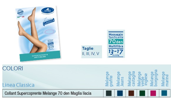 SAUBER COLLANT 70 DENARI SUPER COPRENTE MAGLIA LISCIA MELANGE CASTAGNA 4 LINEA CLASSICA - farmavitality.it
