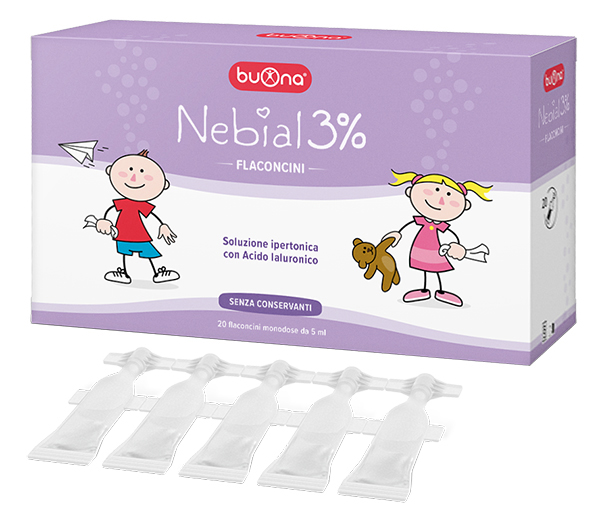 NEBIAL FLACONCINI SOLUZIONE SALINA IPERTONICA DI SODIO CLORURO AL 3% CON ACIDO IALURONICO 20X5 ML - farmavitality.it