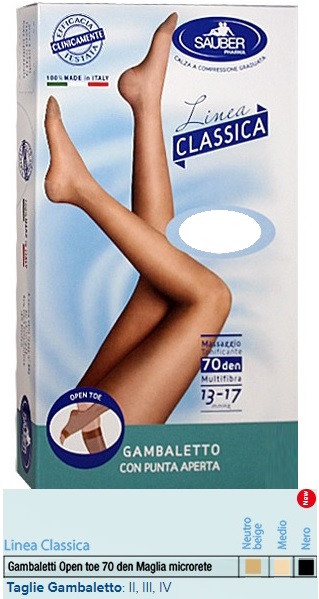 SAUBER GAMBALETTO OPEN TOE MAGLIA MICRORETE 70 DEN COLORE MEDIO TAGLIA 4 LINEA CLASSICA - farmavitality.it