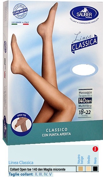 SAUBER COLLANT OPEN TOE MAGLIA MICRORETE 140 DEN COLORE NEUTRO BEIGE 4 LINEA CLASSICA - farmavitality.it