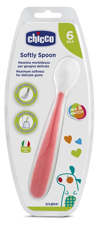 CHICCO CUCCHIAIO MORBIDO SILICONE 6M+ ROSSO UP - farmavitality.it