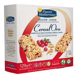 PIACERI MEDITERRANEI CEREALORO BARRETTA DI RISO CON MAIS E MIRTILLI ROSSI 6 PEZZI DA 21,5 G - farmavitality.it