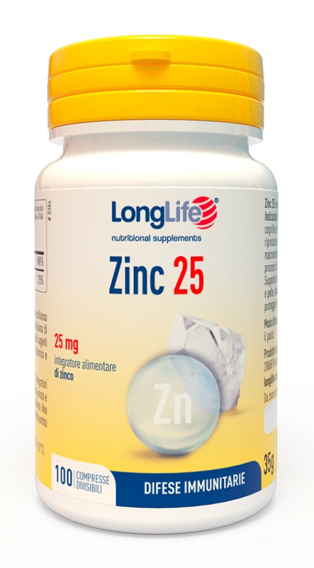 LONGLIFE ZINC 25 MG 100 COMPRESSE - farmavitality.it