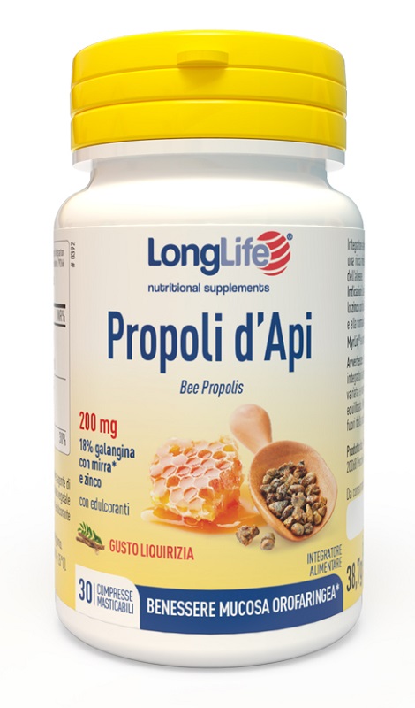 LONGLIFE PROPOLI D'API 30 COMPRESSE MASTICABILI - farmavitality.it