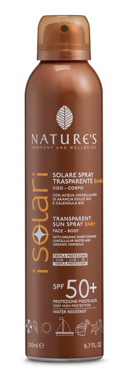NATURE'S I SOLARI SPRAY TRASPARENTE BAMBINI SPF50+ 200 ML - farmavitality.it