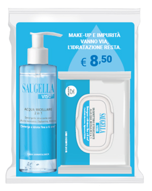 SAUGELLA ACQUA MICELLARE VISO 200 ML + SALVIETTINE STRUCCANTI VISO 25 PEZZI - farmavitality.it