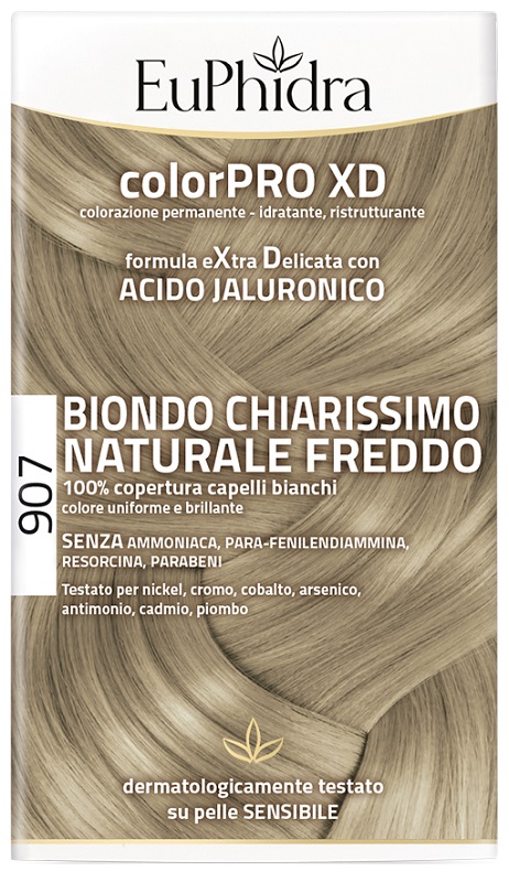 EUPHIDRA COLORPRO XD 907 BIONDO CHIARO MOGANO NATURALE F COLORE + ATTIVANTE + BALSAMO + CUFFIA + GUANTI - farmavitality.it