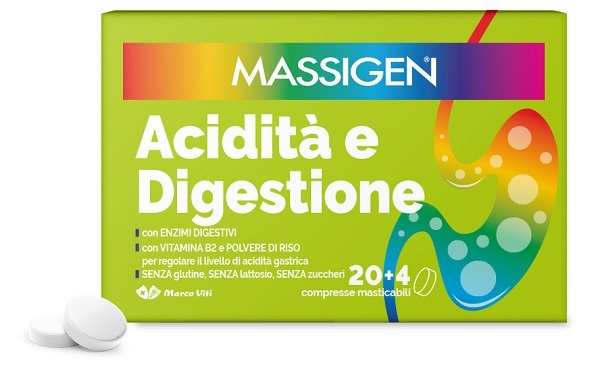 MASSIGEN ACIDITA' E DIGESTIONE 24 COMPRESSE MASTICABILI - farmavitality.it