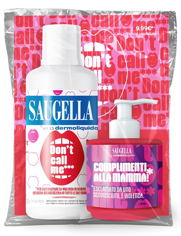 SAUGELLA BUNDLE DERMOLIQUIDO DON'T CALL ME 1 SAUGELLA DERMOLIQUIDO 500 ML CON ETICHETTA EDIZIONE LIMITATA + 1 MINISIZE SAMPLE CON PUMP 150 ML - farmavitality.it