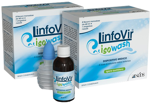 SOLUZIONE SALINA ISOTONICA LINFOVIR ISOWASH 2 ASTUCCI DA 8 FLACONI DA 60 ML - farmavitality.it