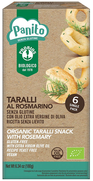 PANITO TARALLI ROSMARINO SENZA GLUTINE E SENZA LIEVITO 180 G - farmavitality.it