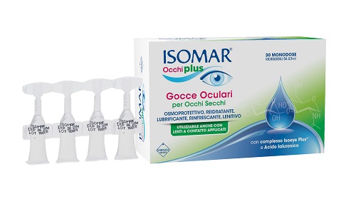 ISOMAR OCCHI PLUS GOCCE OCULARI PER OCCHI SECCHI ALL'ACIDO IALURONICO 0,25% 30 FLACONCINI MONODOSE - farmavitality.it