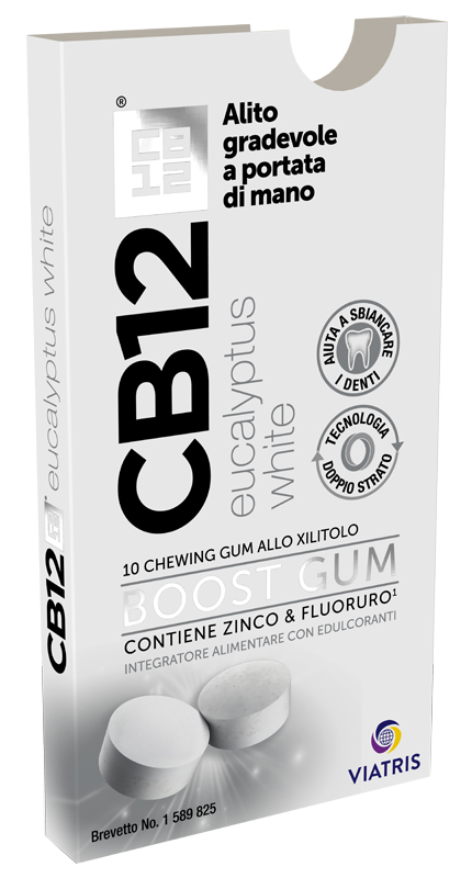 CB12 BOOST EUCALYPTUS WHITE 10 CHEWING GUM - farmavitality.it