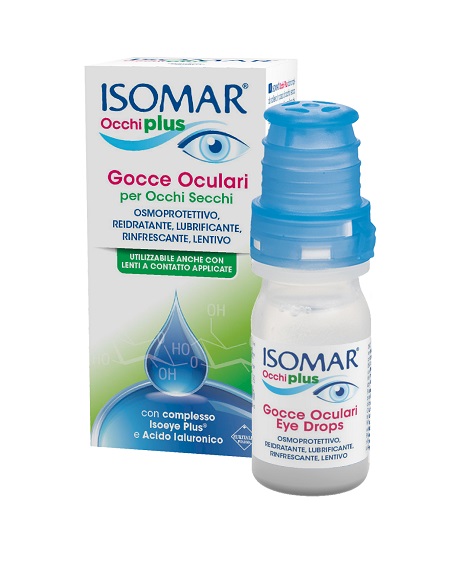 ISOMAR OCCHI PLUS GOCCE OCULARI PER OCCHI SECCHI ALL'ACIDO IALURONICO 0,25% 10 ML - farmavitality.it