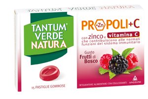 TANTUM VERDE NATURA PROPOLI+C CON ZINCO E VITAMINA C 15 PASTIGLIE GOMMOSE GUSTO FRUTTI DI BOSCO - farmavitality.it