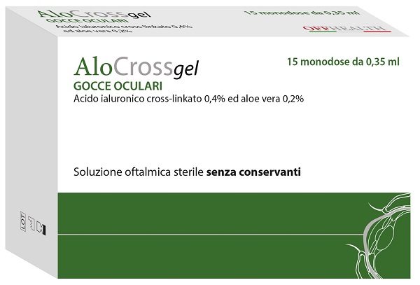 SOLUZIONE OFTALMICA LUBRIFICANTE A BASE DI ACIDO IALURONICO SALE SODICO CROSS LINKATO 0,20% ALOCROSS 15 OFTIOLI 0,35 ML - farmavitality.it