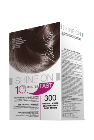 BIONIKE SHINE ON FAST TRATTAMENTO COLORANTE CAPELLI CASTANO SCURO 300 FLACONE 60 ML + TUBO 60 ML - farmavitality.it
