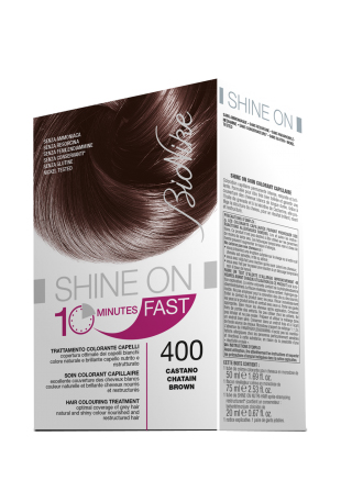 BIONIKE SHINE ON FAST TRATTAMENTO COLORANTE CAPELLI CASTANO 400 60 ML + TUBO 60 ML - farmavitality.it