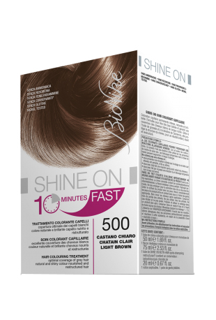 BIONIKE SHINE ON FAST TRATTAMENTO COLORANTE CAPELLI CASTANO CHIARO 500 FLACONE 60 ML + TUBO 60 ML - farmavitality.it
