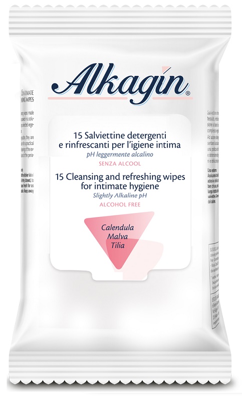 ALKAGIN SALVIETTINE DETERGENTI E RINFRESCANTI PER L'IGIENE INTIMA PH LEGGERMENTE ALCALINO SENZA ALCOOL 15 PEZZI CALENDULA MALVA E TILIA - farmavitality.it