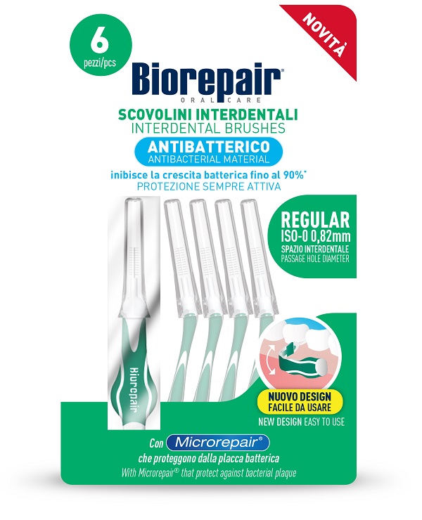 BIOREPAIR SCOVOLINI INTERDENTALI ANTIBATTERICO REGULAR ISO-0 0,82 MM 6 PEZZI - farmavitality.it