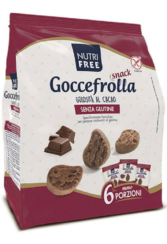 NUTRIFREE GOCCEFROLLA SNACK GOLOSITA' AL CACAO SENZA LATTOSIO 6 MONOPORZIONI DA 40 G - farmavitality.it
