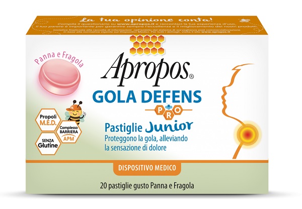 APROPOS GOLA DEFENS PRO 20 PASTIGLIE JUNIOR PANNA FRAGOLA - farmavitality.it
