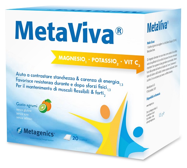METAVIVA MAGNESIO POTASSIO VITAMINA C 20 BUSTINE - farmavitality.it