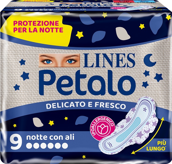LINES PETALO BLU ASSORBENTE NOTTE 9 PEZZI - farmavitality.it