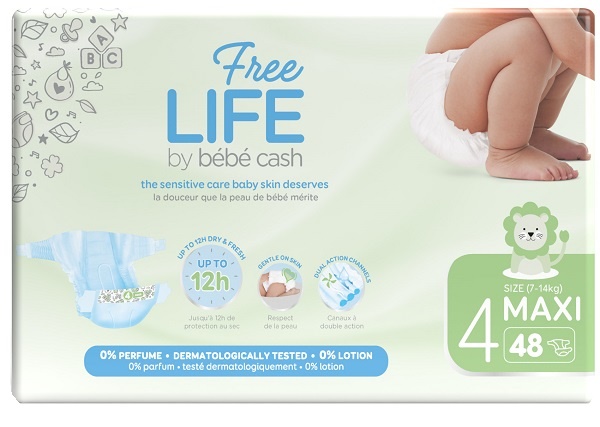 FREELIFE BY BEBECASH MAXI TAGLIA 4 7-18 KG GIROVITA 38-60 CM 48 PEZZI - farmavitality.it