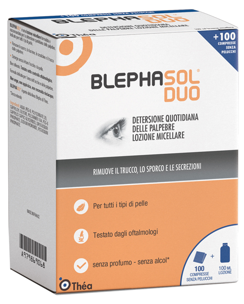 BLEPHASOL DUO SOLUZIONE MICELLARE IGIENE PALPEBRALE 100 ML + 100 GARZE - farmavitality.it