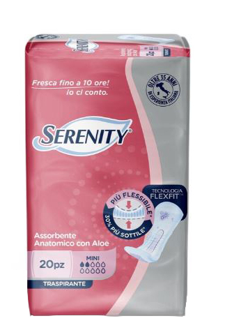 SERENITY ASSORBENTE ANATOMICO CON ALOE FLEXIT MINI 20 PEZZI - farmavitality.it