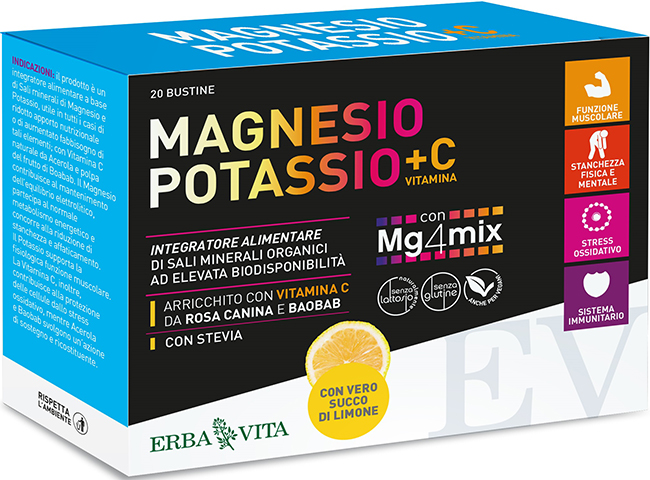 MAGNESIO POTASSIO +C VITAMINA GUSTO LIMONE 20 BUSTINE DA 3,8 G - farmavitality.it