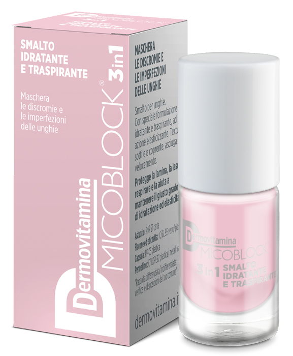 DERMOVITAMINA MICOBLOCK 3 IN 1 SMALTO IDRATANTE E TRASPIRANTE ROSA CHIARO 5 ML - farmavitality.it