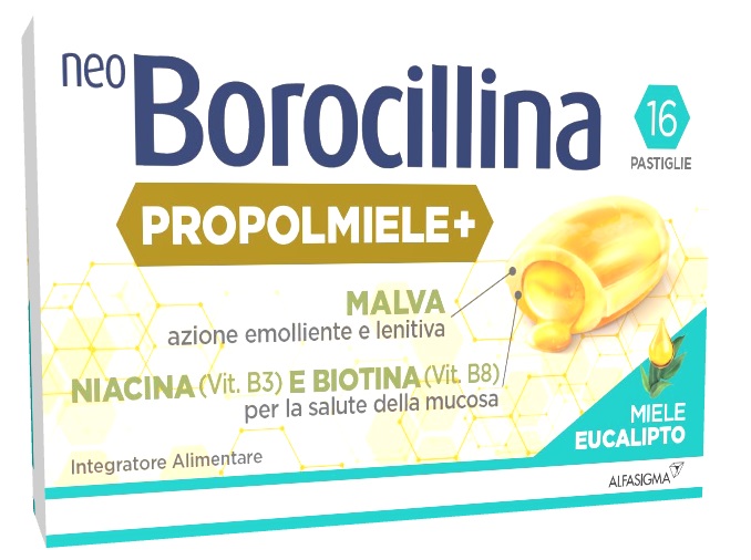 Neoborocillina Propolmiele+ Miele/eucalipto 16 Pastiglie - farmavitality.it