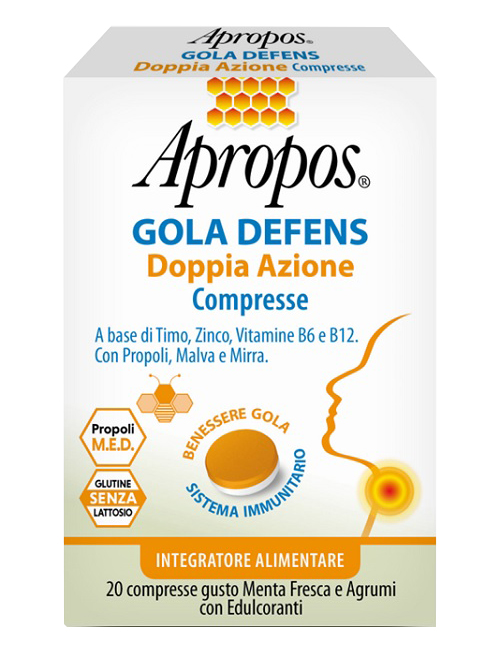 APROPOS GOLA DEFENS DOPPIA AZIONE 20 COMPRESSE - farmavitality.it
