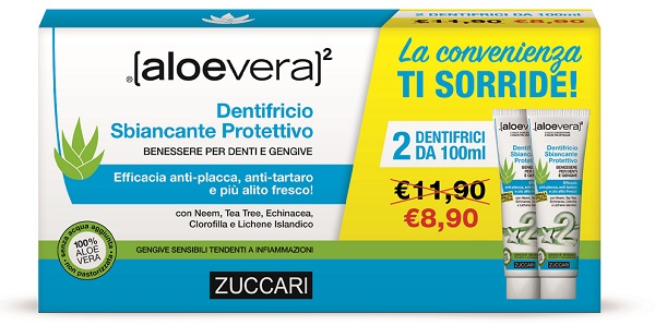 ALOEVERA2 DENTIFRICIO STEVIA BIPACK 2 X 100 ML - farmavitality.it