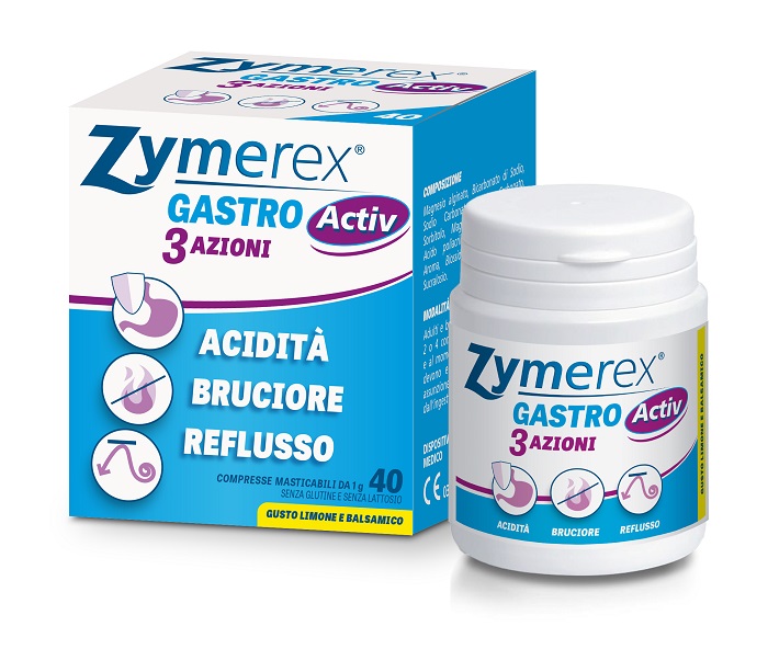ZYMEREX GASTRO ACTIV 3 AZIONI 40 COMPRESSE MASTICABILI - farmavitality.it