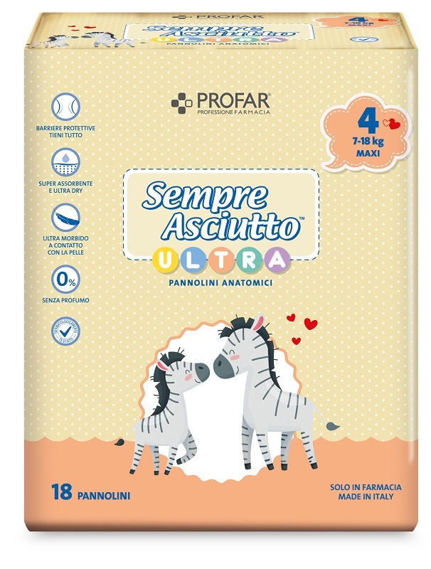PANNOLINI PROFAR SEMPRE ASCIUTTO ULTRA MAXI 7/18 KG 18 PEZZI - farmavitality.it