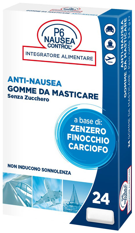 P6 NAUSEA CONTROL 24 GOMME DA MASTICARE SENZA ZUCCHERO - farmavitality.it