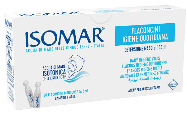 ISOMAR SOLUZIONE ISOTONICA ACQUA MARE IGIENE QUOTIDIANA 20 FLACONCINI MONODOSE 5 ML - farmavitality.it