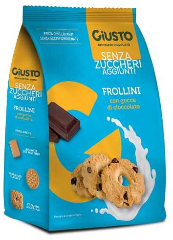 GIUSTO SENZA ZUCCHERO FROLLINI GOCCE CIOCCOLATO SENZA ZUCCHERO 350 G - farmavitality.it